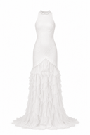 Long dress with flowing ruffles