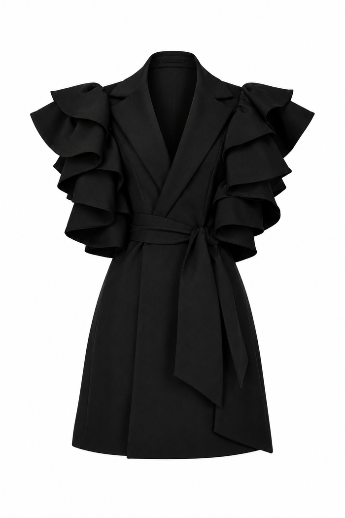 Rochie sacou cu volane supradimensionate