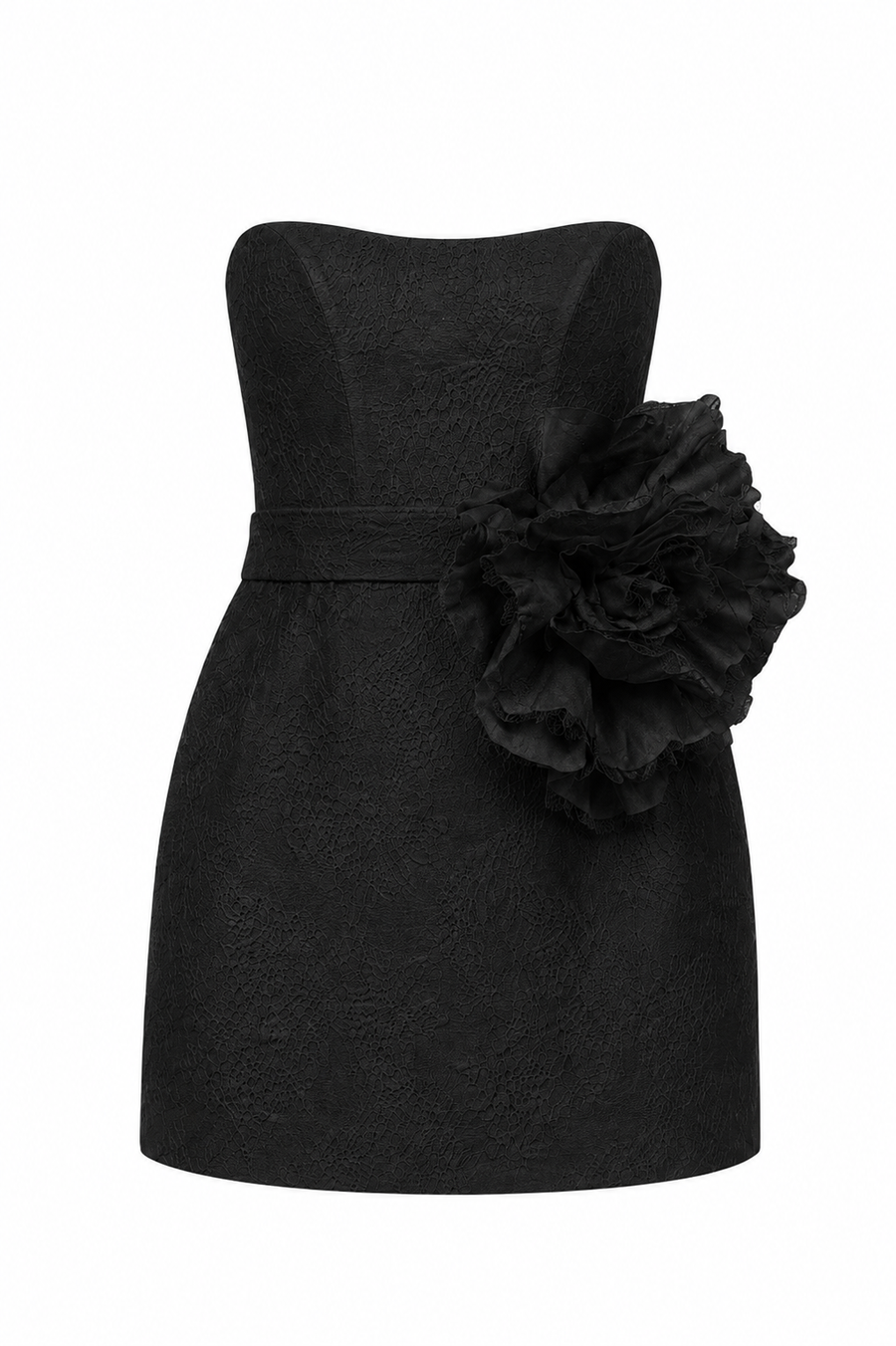 Chantilly lace mini dress with maxi flower