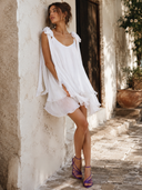 Rochie mini din matase cu esarfe White