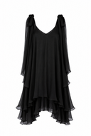 Rochie mini din matase cu esarfe Black