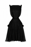 Silk midi dress with pleats and side cutouts