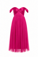 Silk tulle midi dress