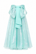 Filmed silk dress with oversized bow