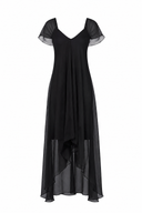 Rochie asimetrica lejera din amestec de matase Black
