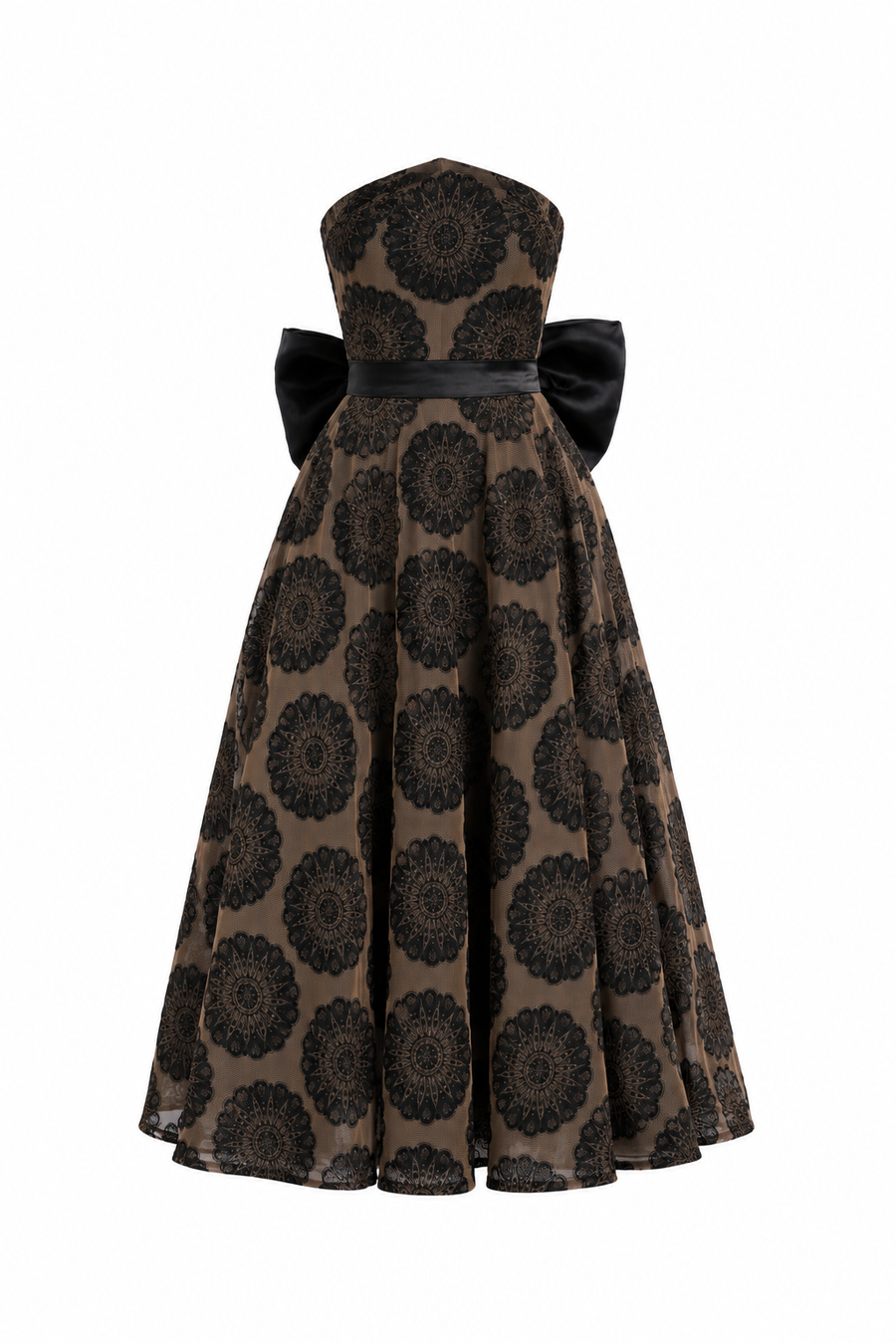 Rochie midi cu funda detasabila din organza