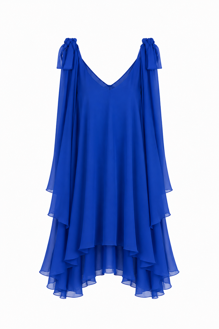 Rochie mini cu esarfe Royal Blue