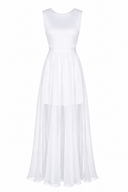 Rochie din voal cu amestec de matase si spate decupat white