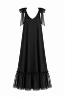 Rochie lunga vaporoasa din matase cu esarfe Black