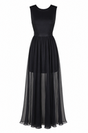 Rochie din voal cu amestec de matase si spate decupat black