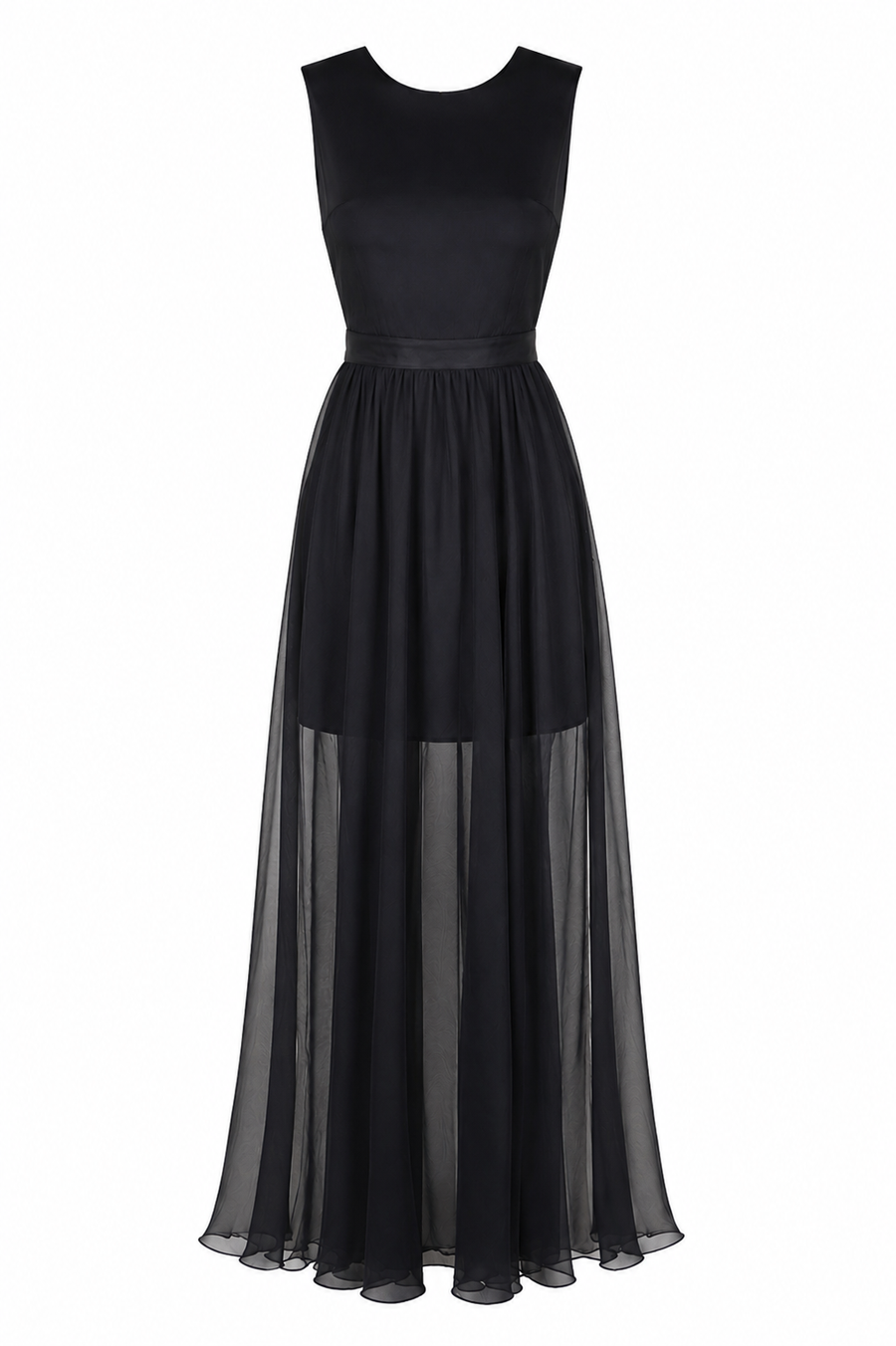 Rochie din voal cu amestec de matase si spate decupat black