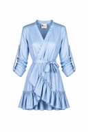 Rochie petrecuta cu mansete late si volan Baby Blue