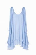 Rochie mini din matase cu esarfe Baby Blue
