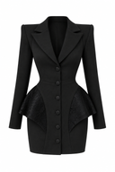Rochie sacou black cu insertii din dantela