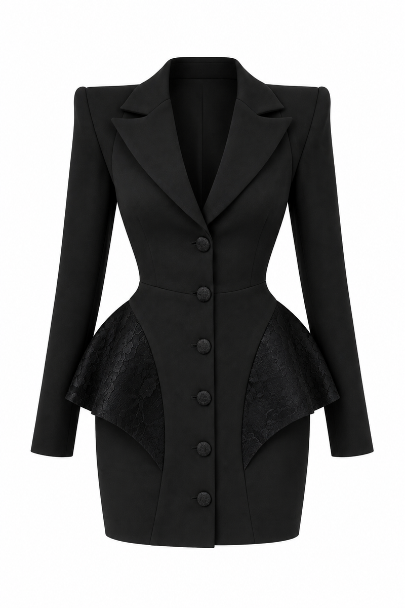 Rochie sacou black cu insertii din dantela