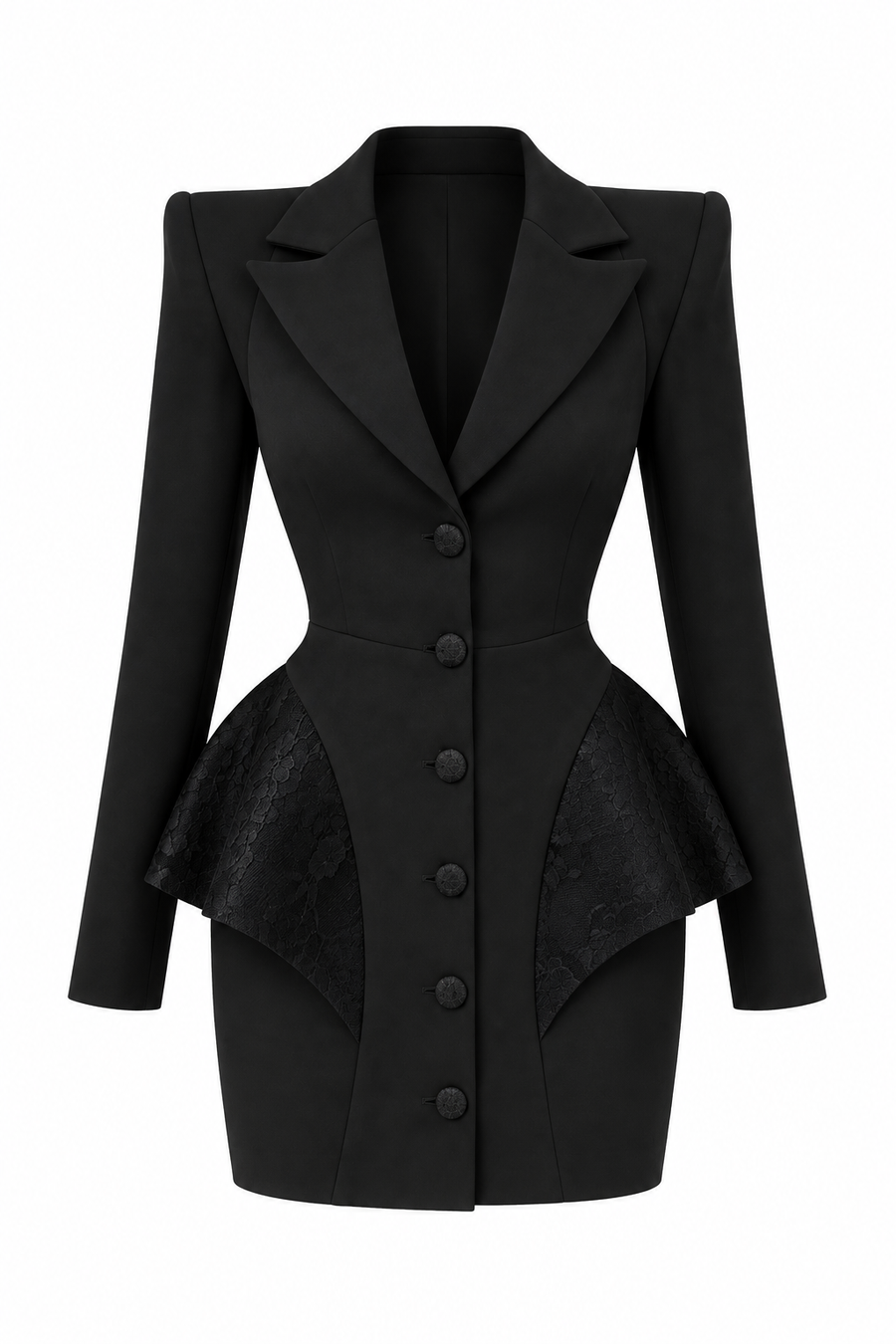 Rochie sacou black cu insertii din dantela