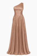 Long asymmetrical bronze dress