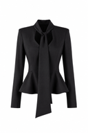 Sacou cu esarfe si talie structurata Black