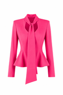 Sacou cu esarfe si talie structurata Pink