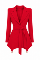 Sacou stil rochie Ringoux Red cu umeri sculpturali