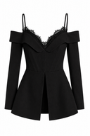 Sacou corset blank cu decolteu bardot