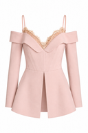 Sacou corset pink cu decolteu bardot