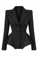 Sacou black cu insertii din dantela Chantilly