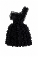 Mini dress with sculptural ruffles