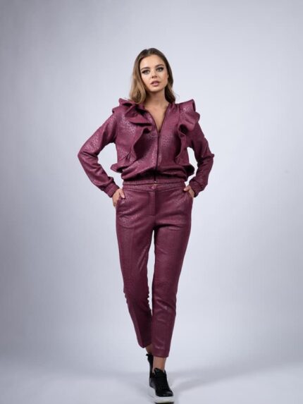 Compleu sport print grena cu volan