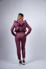 Compleu sport print grena cu volan - imagine 2