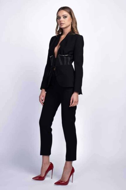 Sacou cu corset si detalii metalice - imagine 2