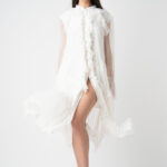 Rochie midi vaporoasa cu volane