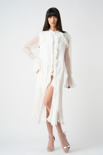 Rochie midi vaporoasa cu volane - imagine 3