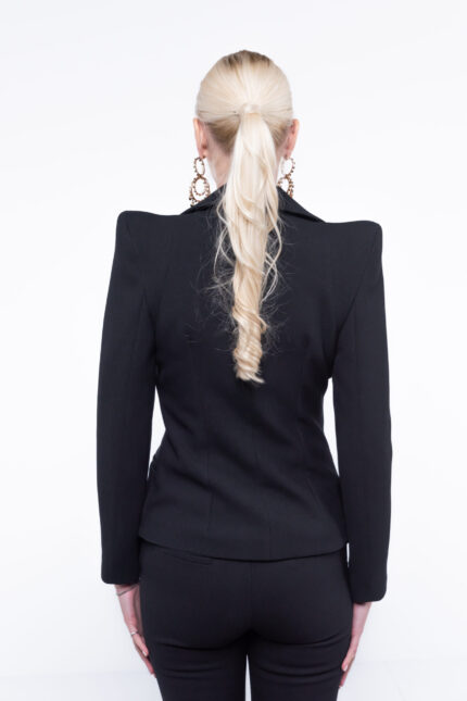 Sacou cu umeri inalti Black - imagine 2