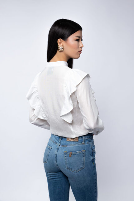 Camasa din shantung cu volane - imagine 3