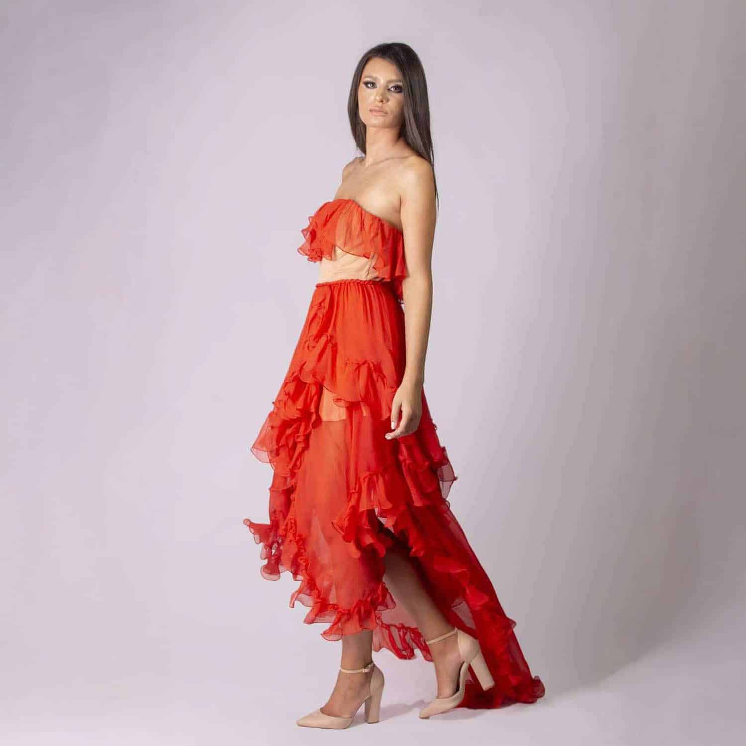 Rochie din matase delicata cu corset