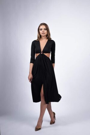 Rochie cu decupaje și inel - imagine 2