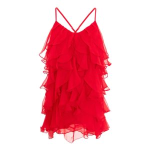 Rochie mini Lucky cu volane din amestec de matase Red - imagine 6