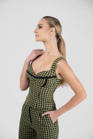 Corset Green Print cu bretele