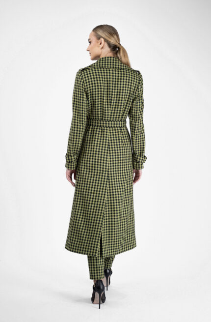 Palton Green Print cu nasturi si cordon - imagine 5