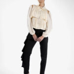 Pantaloni conici cu volan asimetric