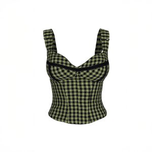 Corset Green Print cu bretele - imagine 3