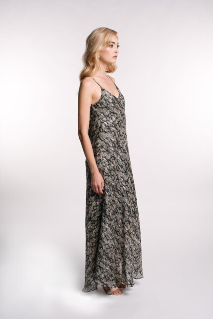 Rochie A line din voal printat - imagine 3