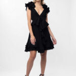 Rochie cu decupaje si volane Dark Black