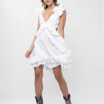 Rochie cu decupaje si volane White