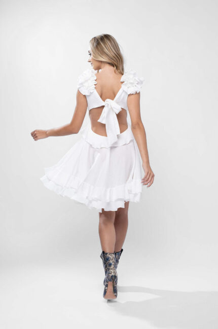 Rochie cu decupaje si volane White - imagine 4