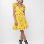 Rochie cu decupaje si volane Yellow Sun