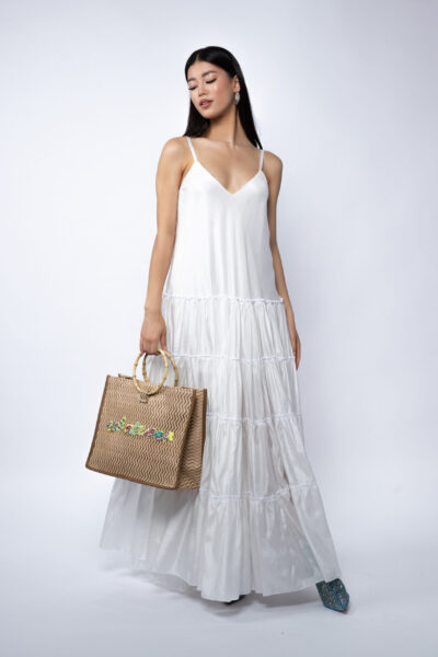 Rochie maxi din matase cu bretele subtiri