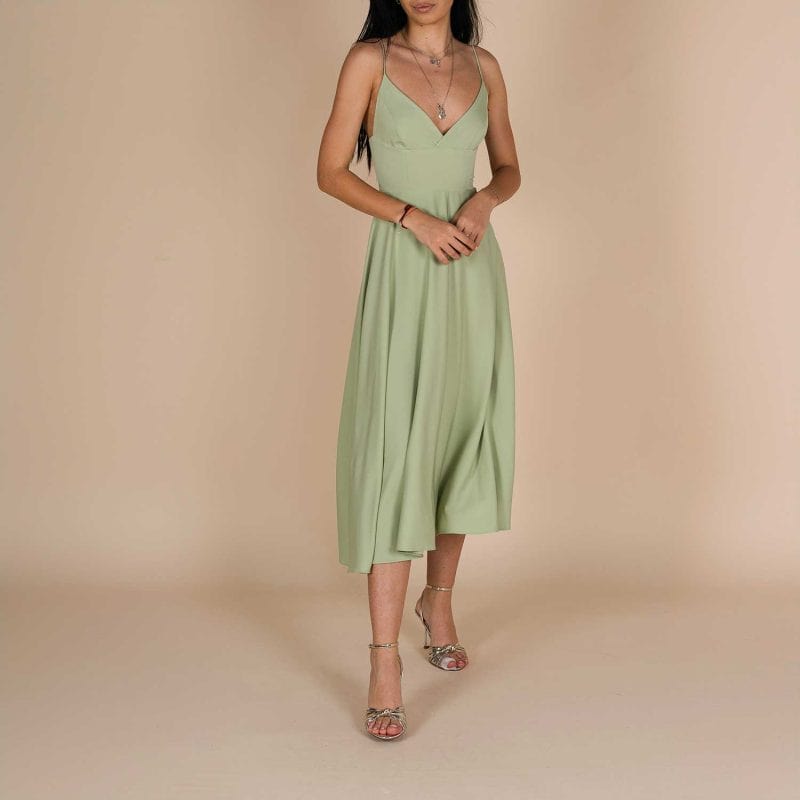 Rochie Lurisia Sage midi cu decolteu V si bretele subtiri (1)