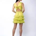 Rochie Pixie de Mătase fără Mânecă cu Volan și Spate Peekaboo Lime
